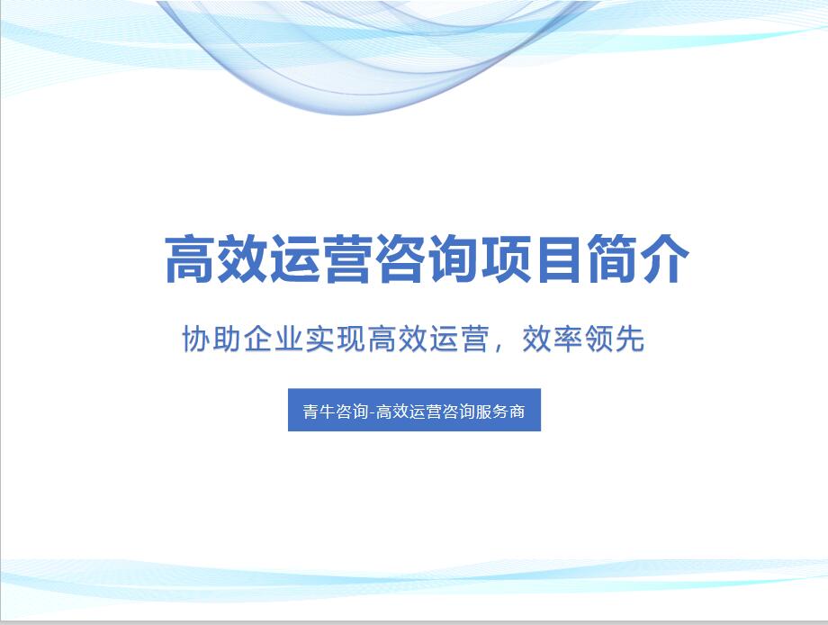【上新】高效运营咨询项目简介发布